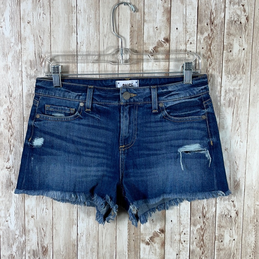 Paige Daryn High Rise Distressed Jean Shorts Sz 26